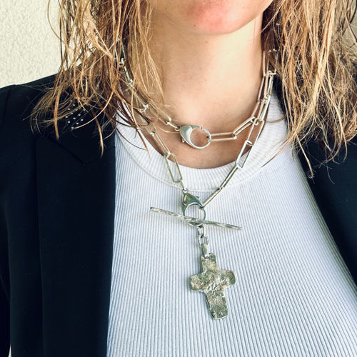 collier "grande croix brute" grosse chaine