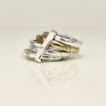 Bague multi anneaux en argent et laiton massif. Finitions brutes et organiques - Isabelle Salvador, statement jewelry