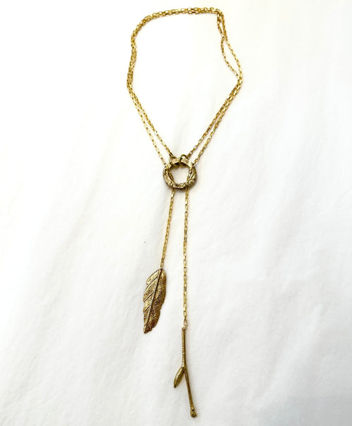 collier "feuille et brindille" bronze (pièce unique)