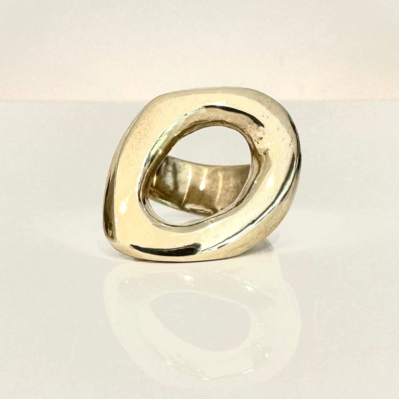 Bague ellipse ajustable en laiton massif - Isabelle Salvador Statement Jewelry