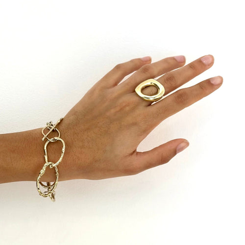 Bague ellipse ajustable en laiton massif - Isabelle Salvador Statement Jewelry