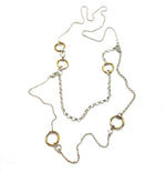 collier "double sautoir" modulable 5in1 réalisé en  bi matière (argent et laiton). Isabelle Salvador bijoux de créateur.